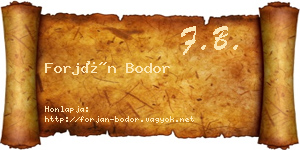 Forján Bodor névjegykártya